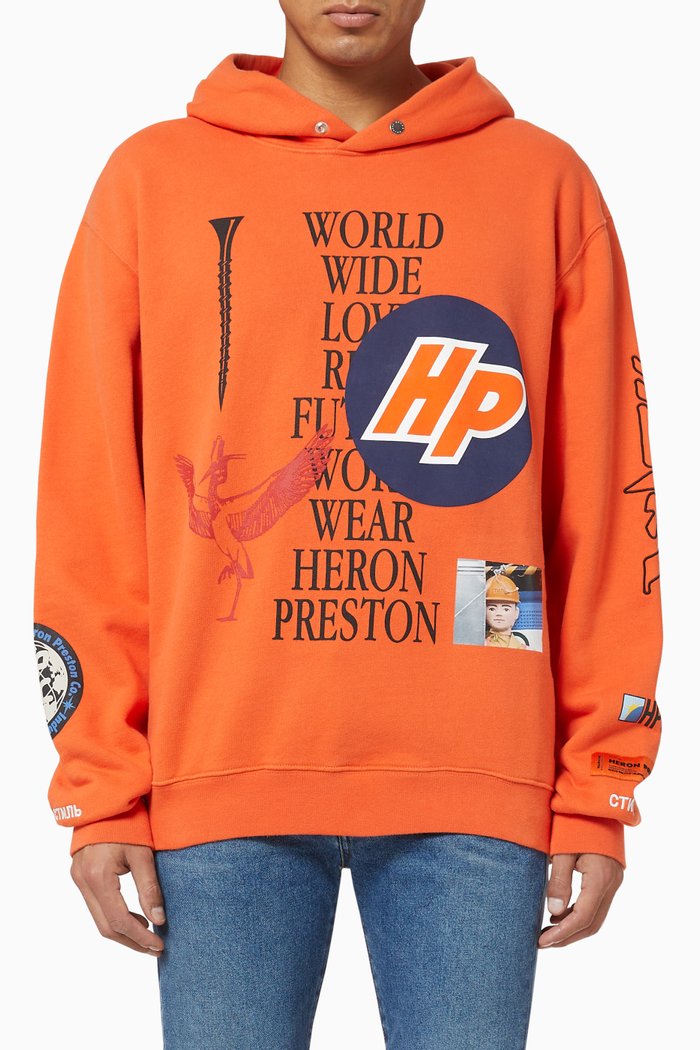 

Collage Cotton Hoodie, Orange
