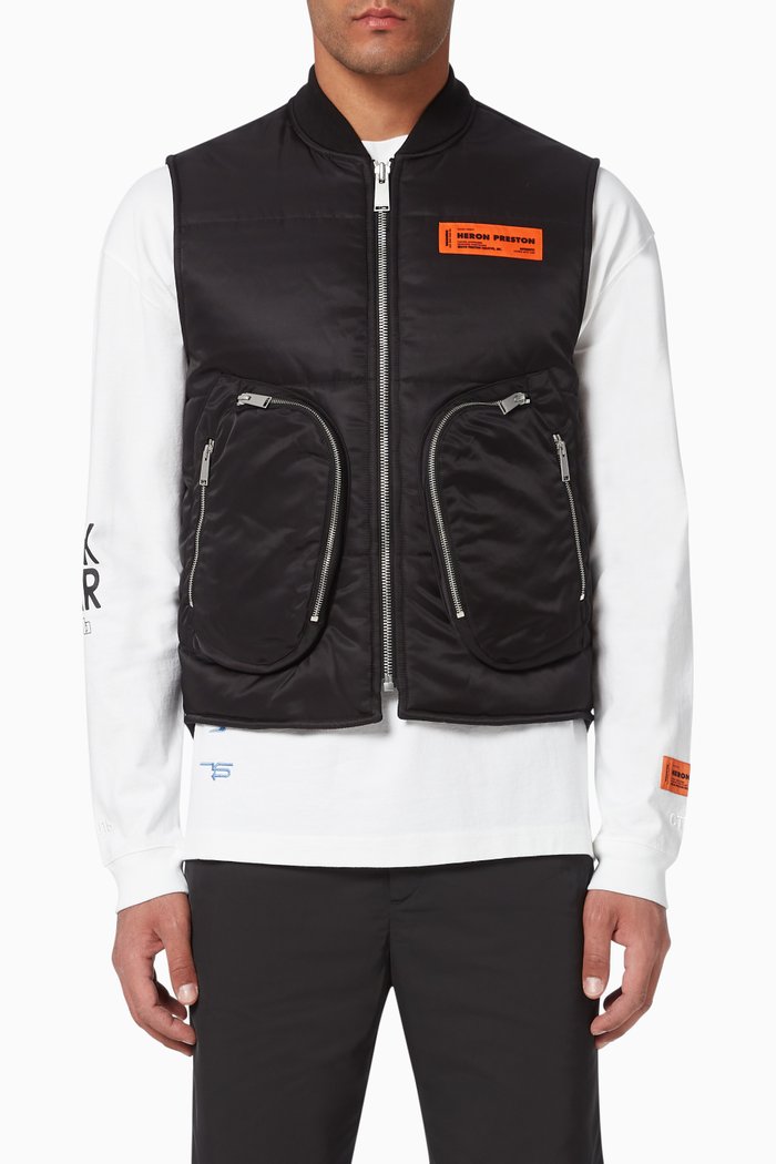 

Zip-Front Nylon Vest, Black