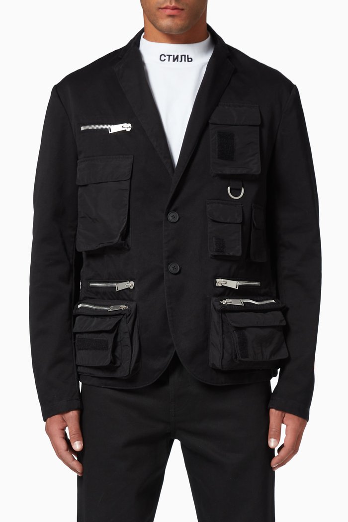 

Multi-Pocket Nylon Blazer, Black