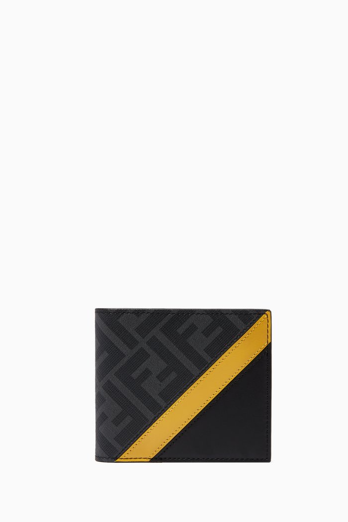 

FF Bi-Fold Wallet in Leather-Fabric, Black