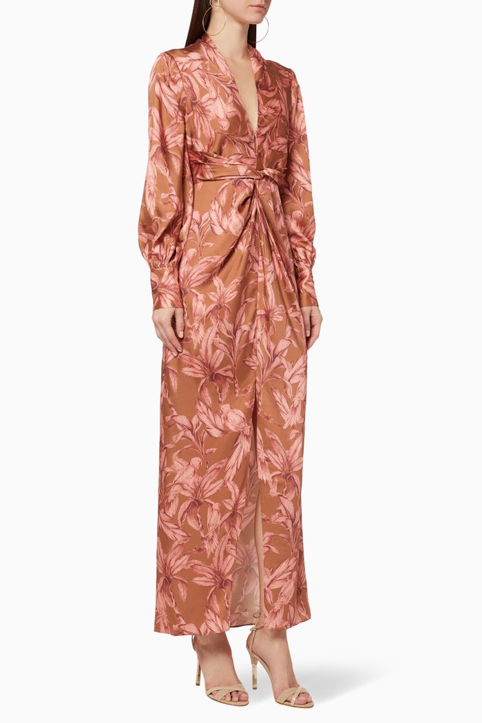 

Claribell Printed Knot Dress, Orange
