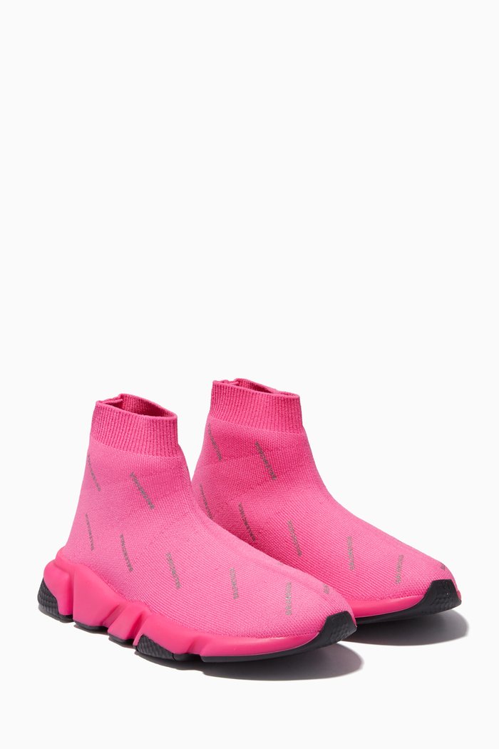 

Speed Sneakers in Allover Logo Technical Knit, Pink