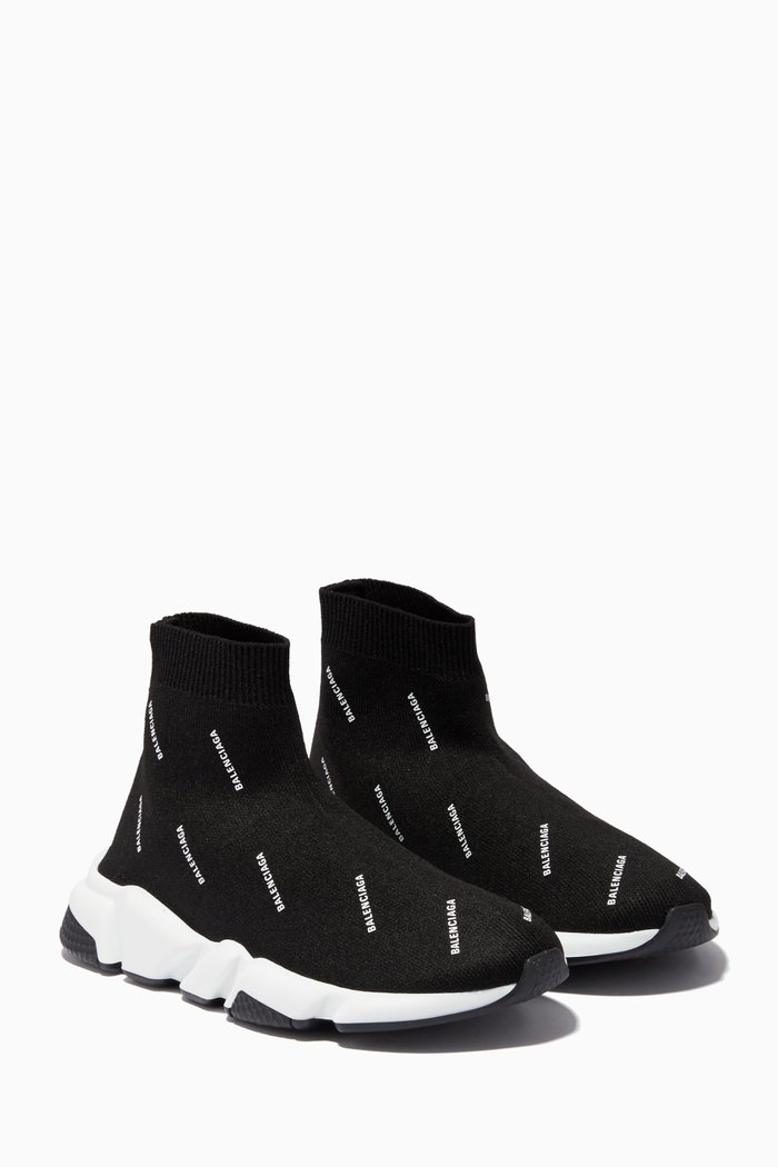 

Speed Sneakers in Allover Logo Technical Knit, Black