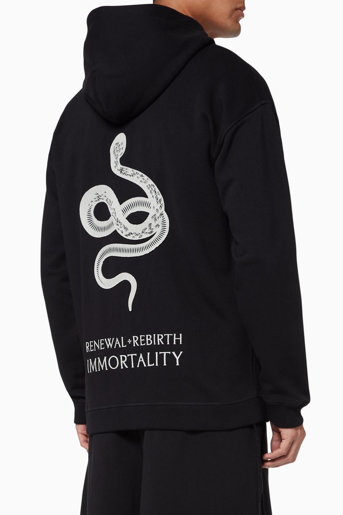 

Snake Embroidered Zipped Hoodie, Black