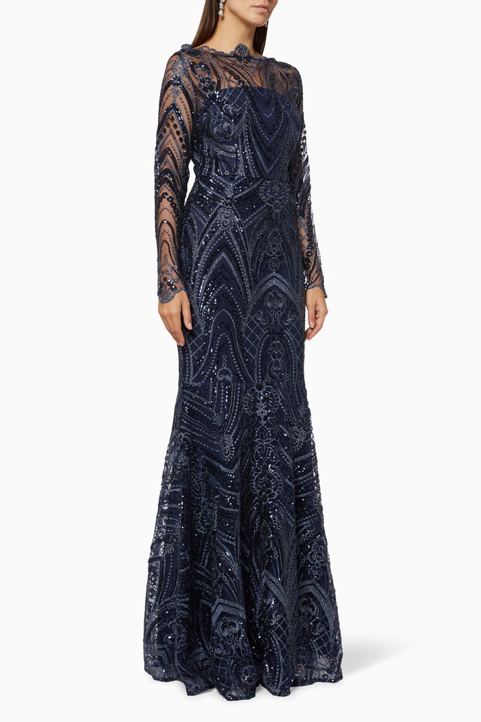 

Clair Sequin Embellished Gown, Blue