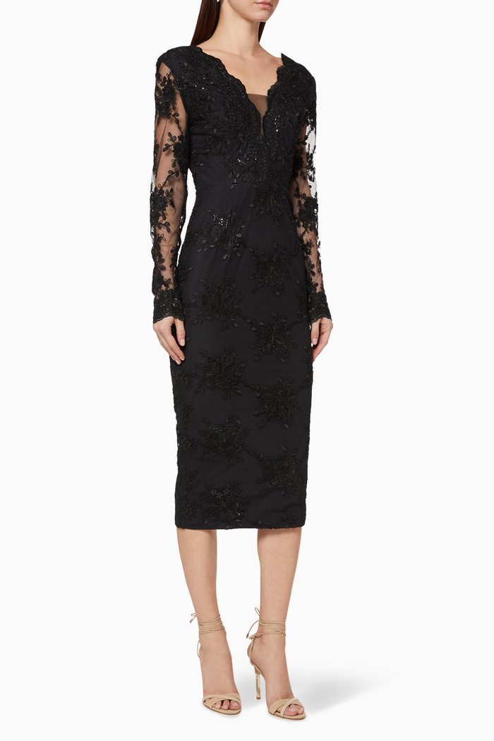 

Wineta Lace Sequin Dress, Black