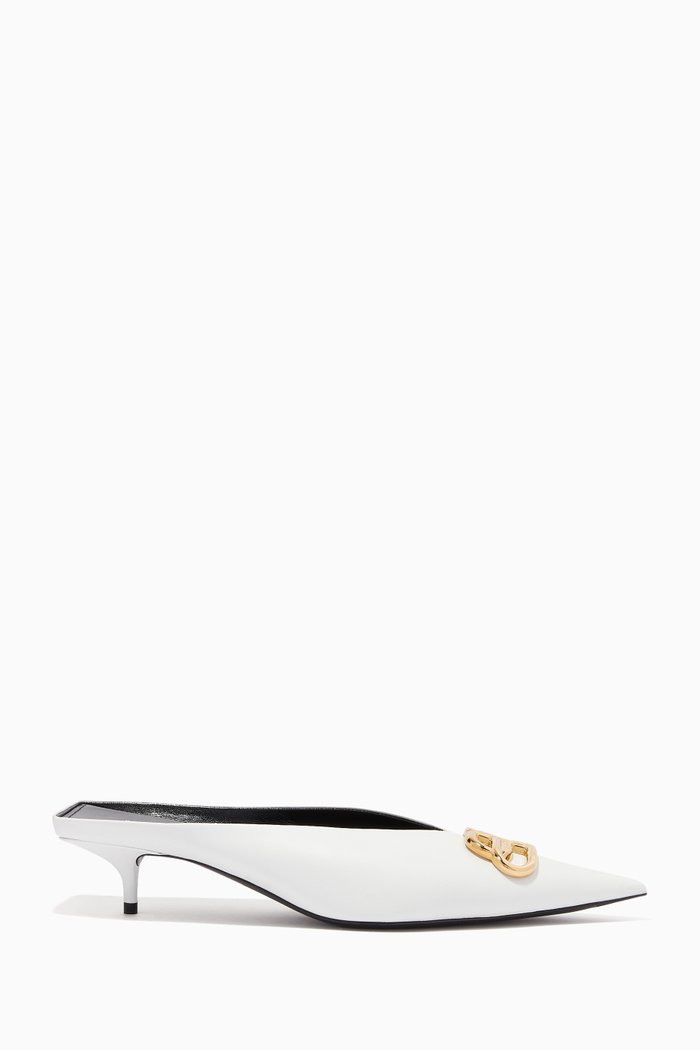 

Square Knife BB 40 Mules in Soft Nappa, White