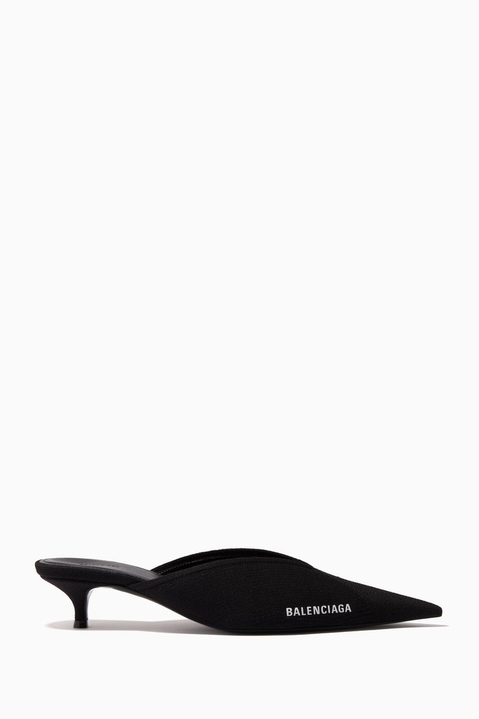 Knife Knit 40 Mules in Recycled Knit, Black