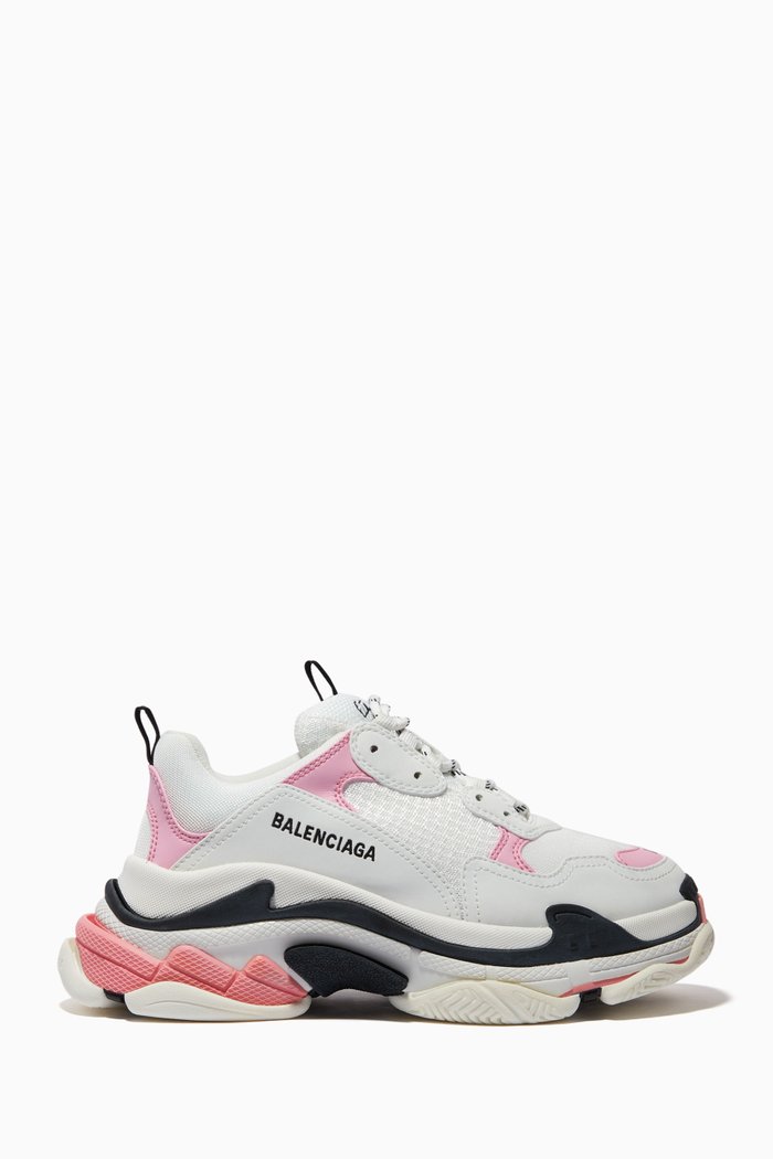 

Triple S Sneakers in Leather & Mesh, Pink