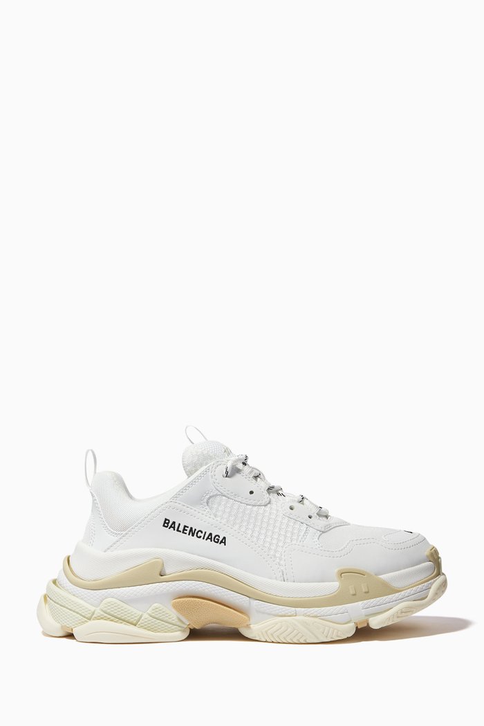 

Triple S Sneakers in Leather & Mesh, White