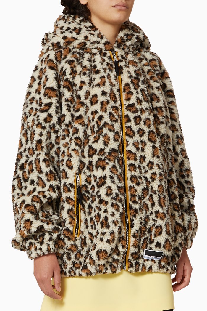 

Leopard Print Wool Hoodie, Brown