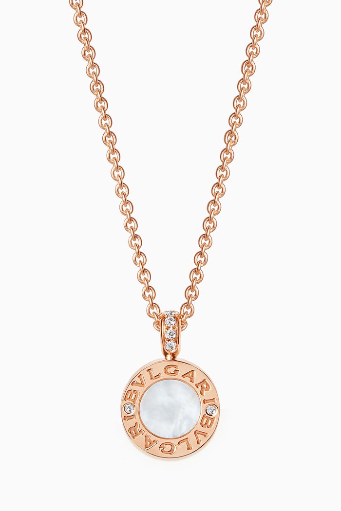 

BVLGARI BVLGARI Mother of Pearl & Onyx Diamond Pavé Necklace in 18kt Rose Gold