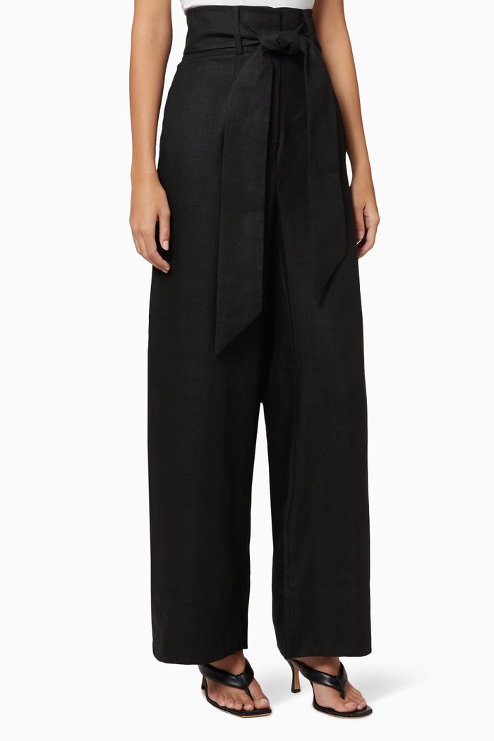 

Fancy Linen Pants, Black