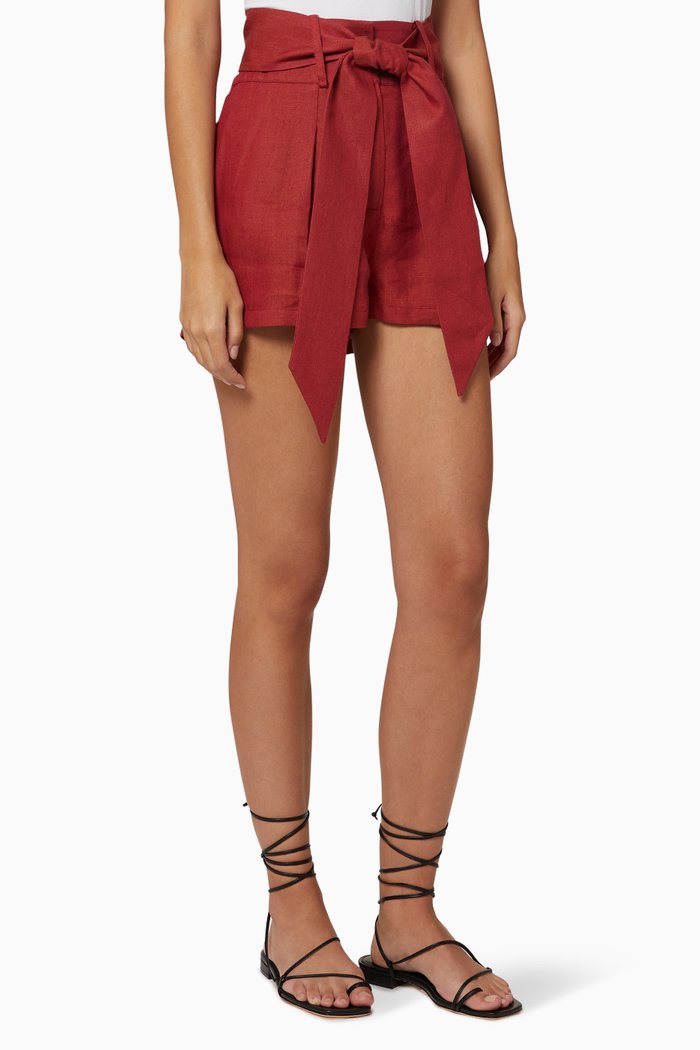 

Fancy Linen Shorts, Red