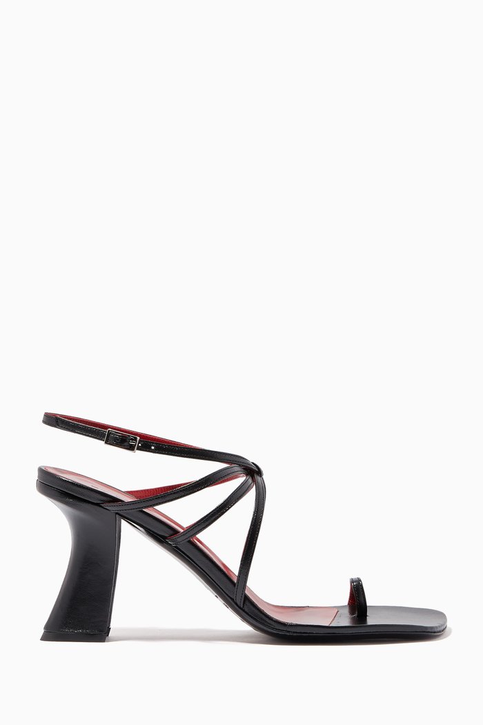 

Elsa Sandals in Creased Leather, Black