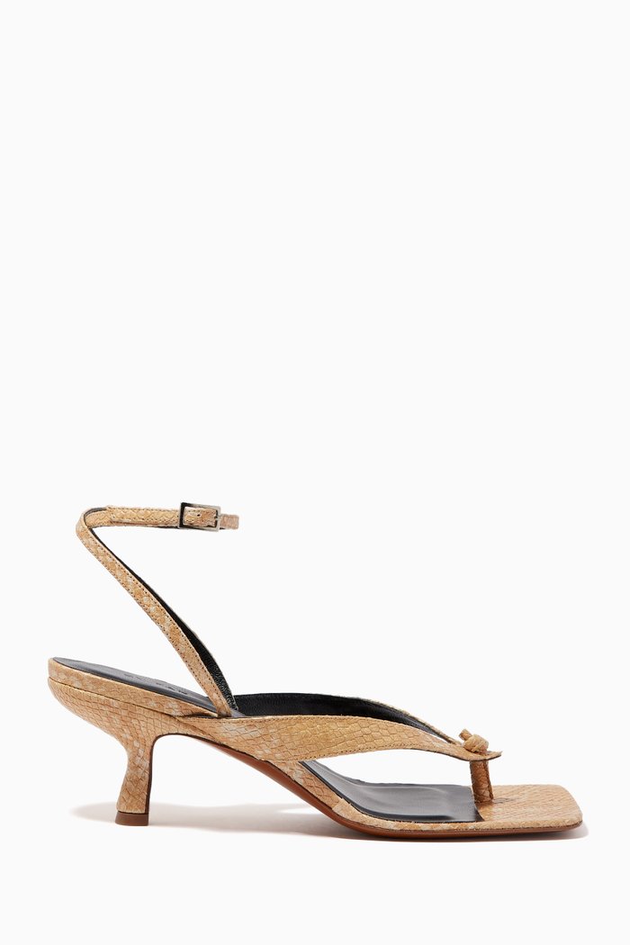 

Mindy 60 Thong Sandals in Snakeskin-Embossed Leather, Neutral