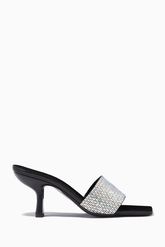 

Dylan 50 Crystal Mule Sandals in Leather, Black