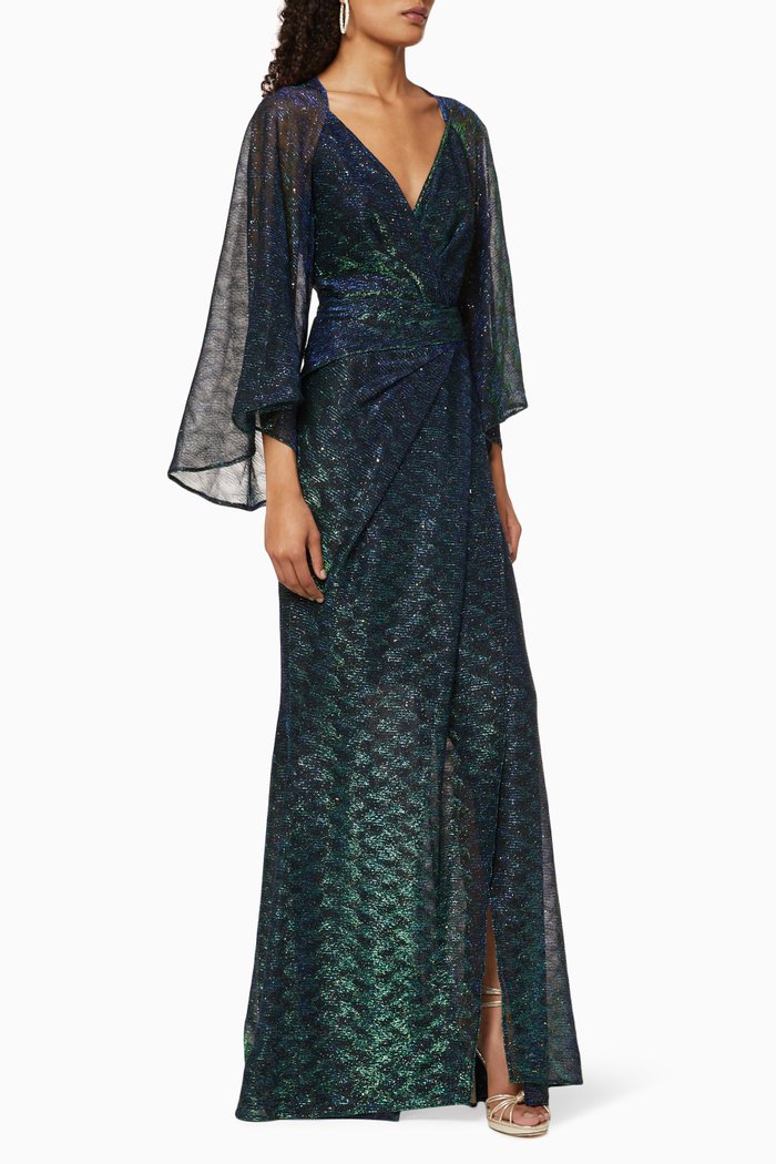 

Metallic Cape Dress, Green