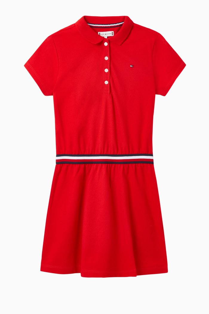 

Signature Polo Stripe Dress, Red