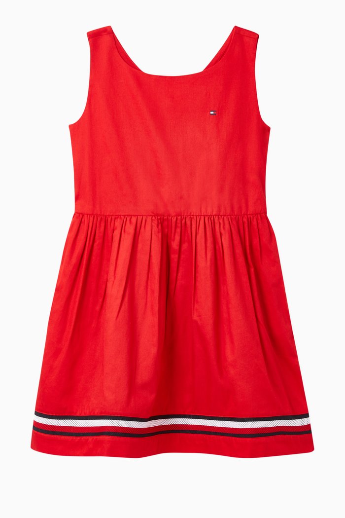 Signature Stripe Cotton Dress, Red