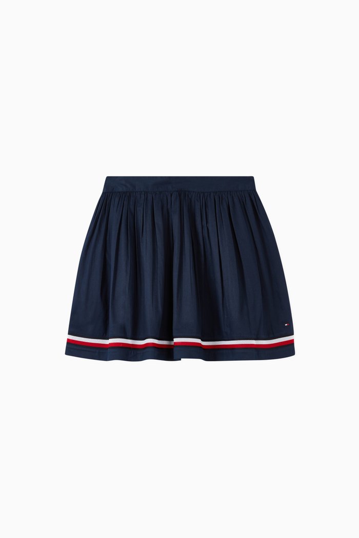 

Signature Trim Cotton Mini Skirt, Blue