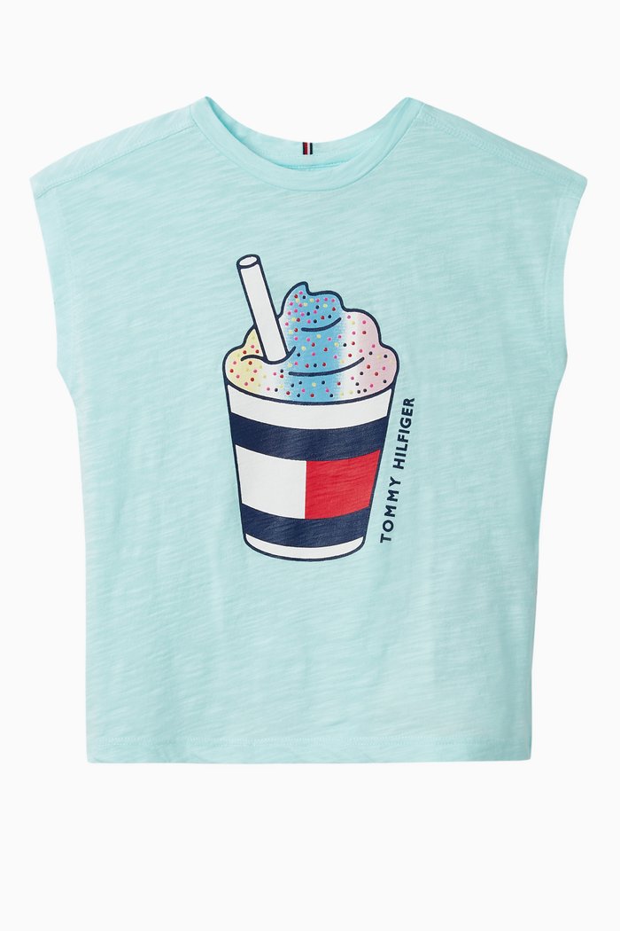 

Cotton Milkshake Print T-Shirt, Blue