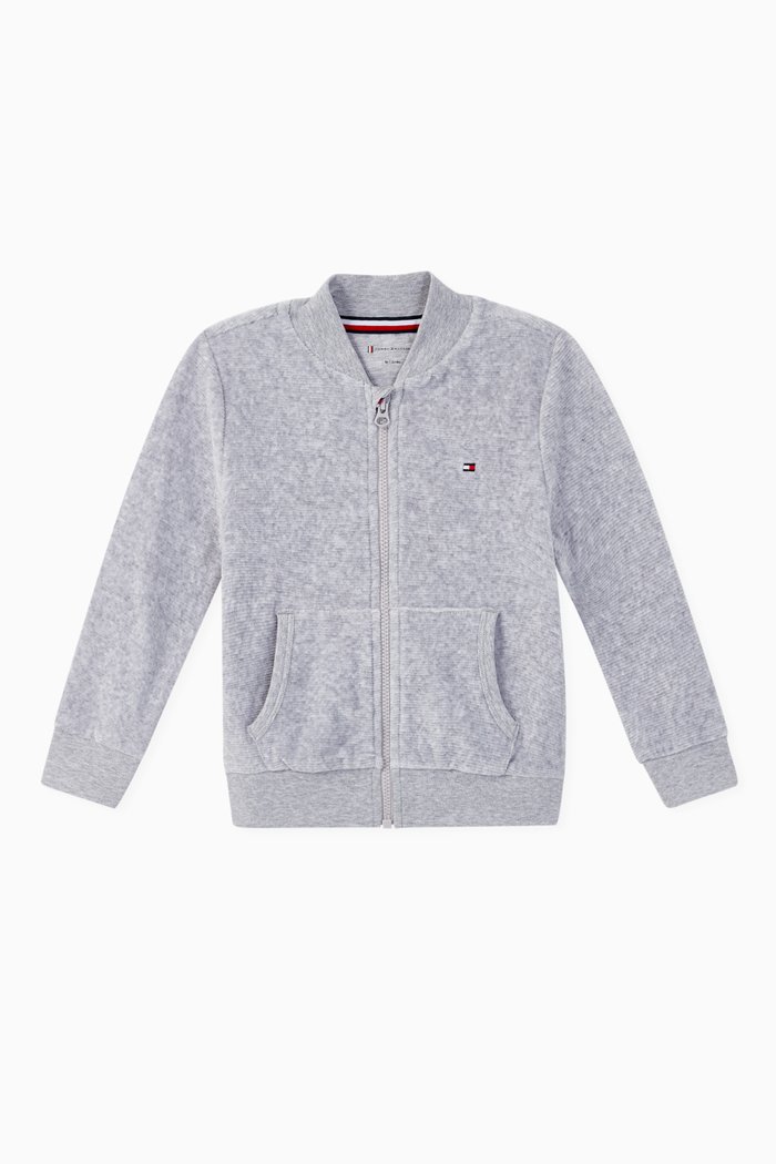 

Velour Zipped Sweatshirt, Grey