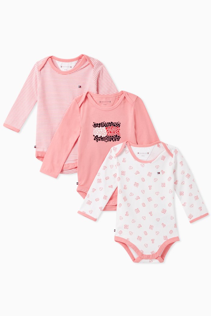 

Organic Cotton Bodysuit, Set of 3, Pink