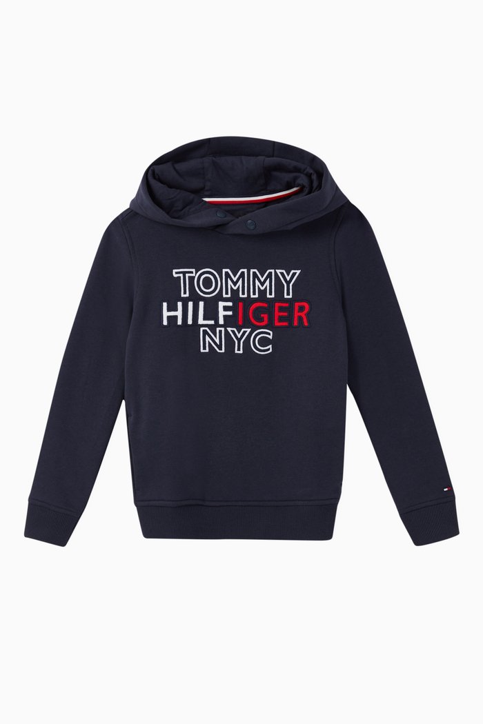 

NYC Logo Organic Cotton Hoodie, Blue