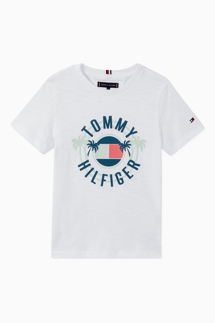 

UV Palm Tree Logo Cotton T-Shirt, White