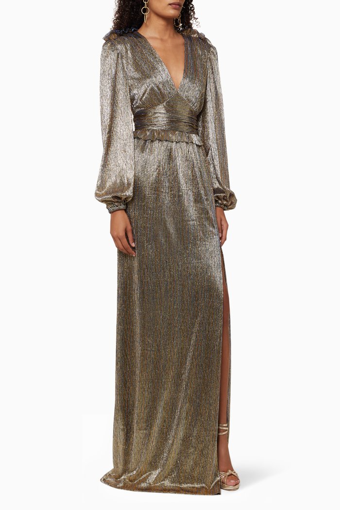 

Rivero Metallic Gown, Silver