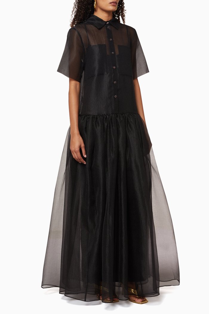 

Organza Shirt Dress, Black