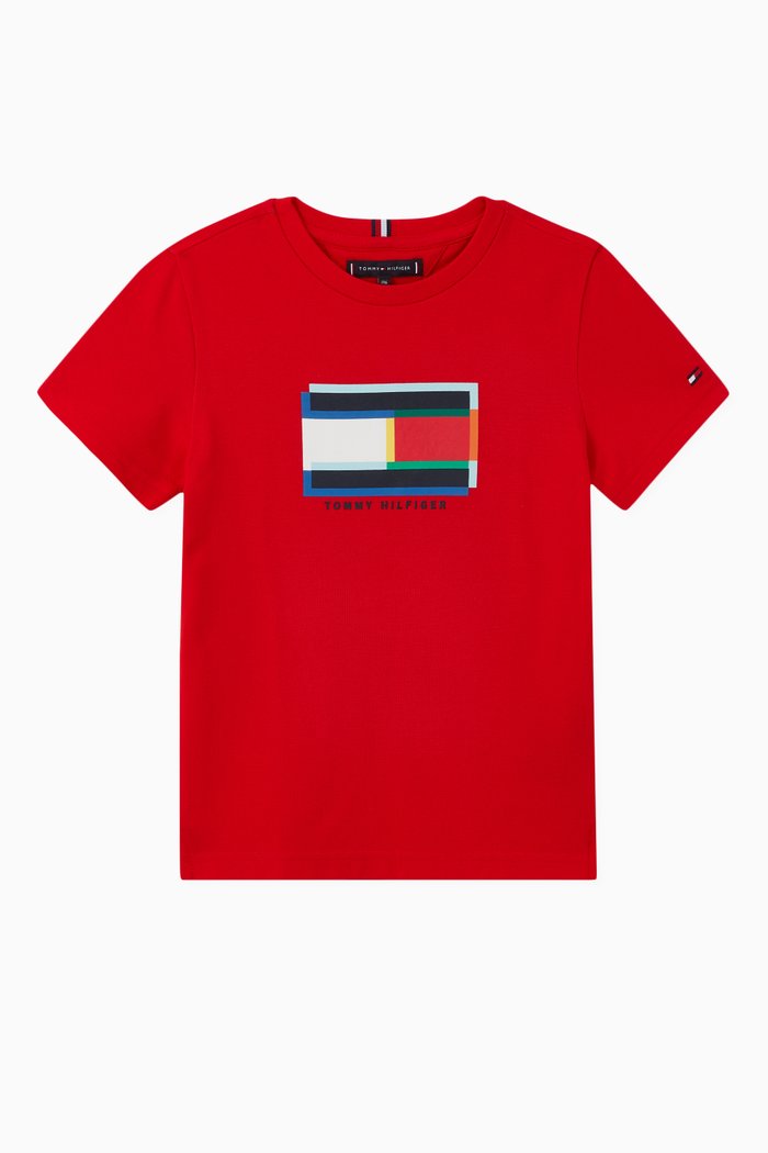 

Logo Flag Cotton T-Shirt, Red