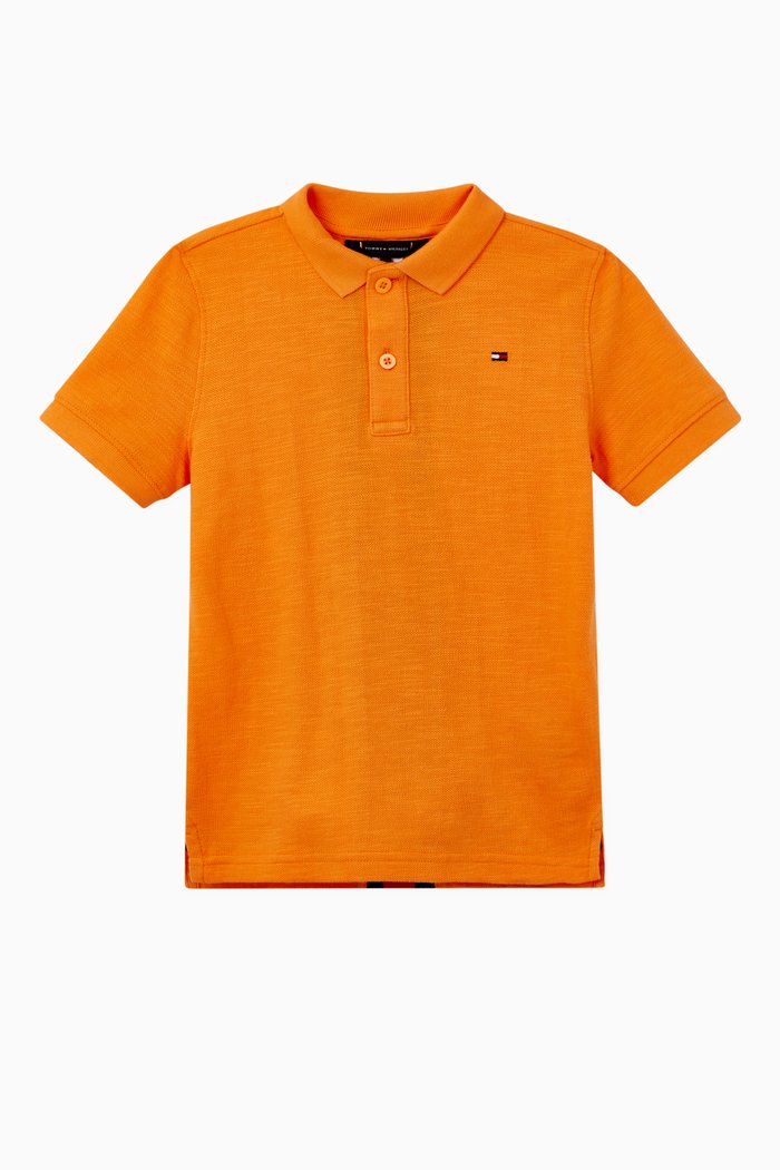 

Striped Cotton Polo Shirt, Orange