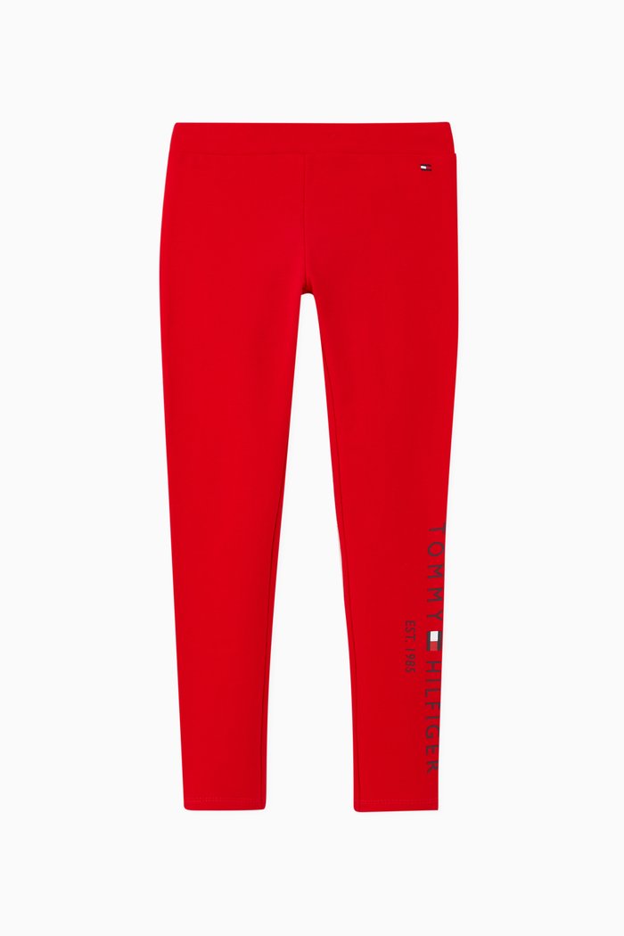 

Cotton Full-Length Leggings, Red