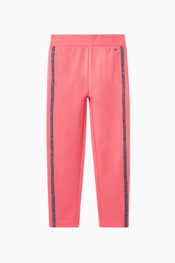 Tommy Tape Cotton Blend Track Pants, Pink