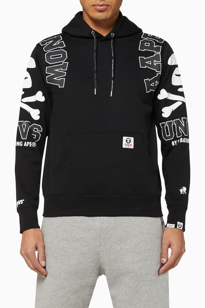 

AAPE UNVS Jersey Hooded Sweatshirt, Black