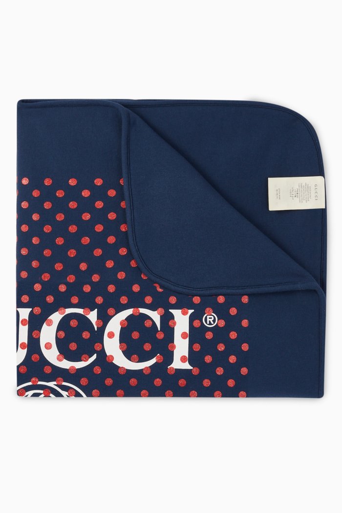 Logo Cotton Blanket, Blue
