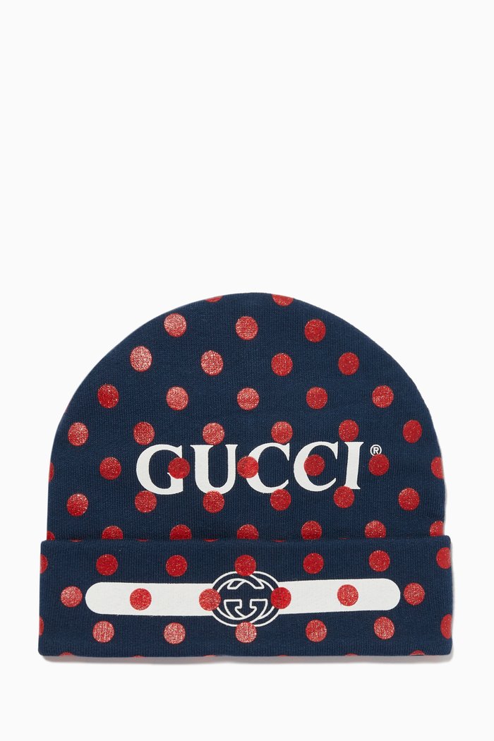 

Cotton Logo Print Hat, Blue