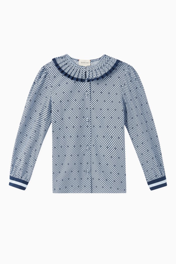 

Square G Print Cotton Shirt, Blue