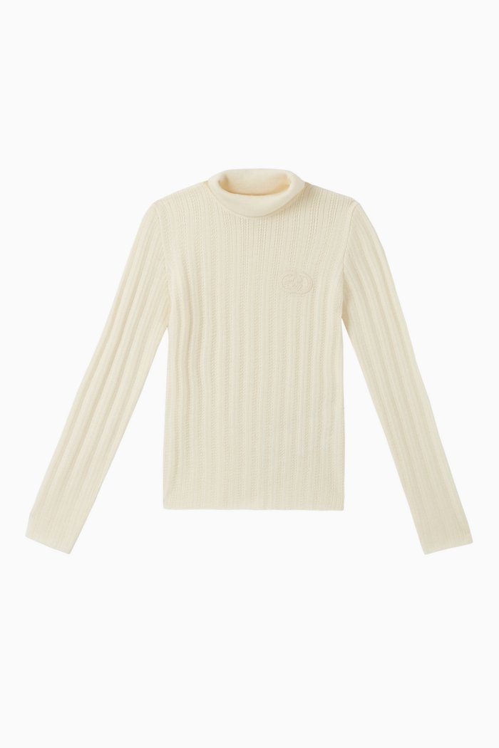 Interlocking G Wool Turtleneck, Neutral