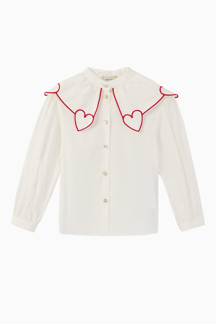 

Embroidered Cotton Poplin Top, White