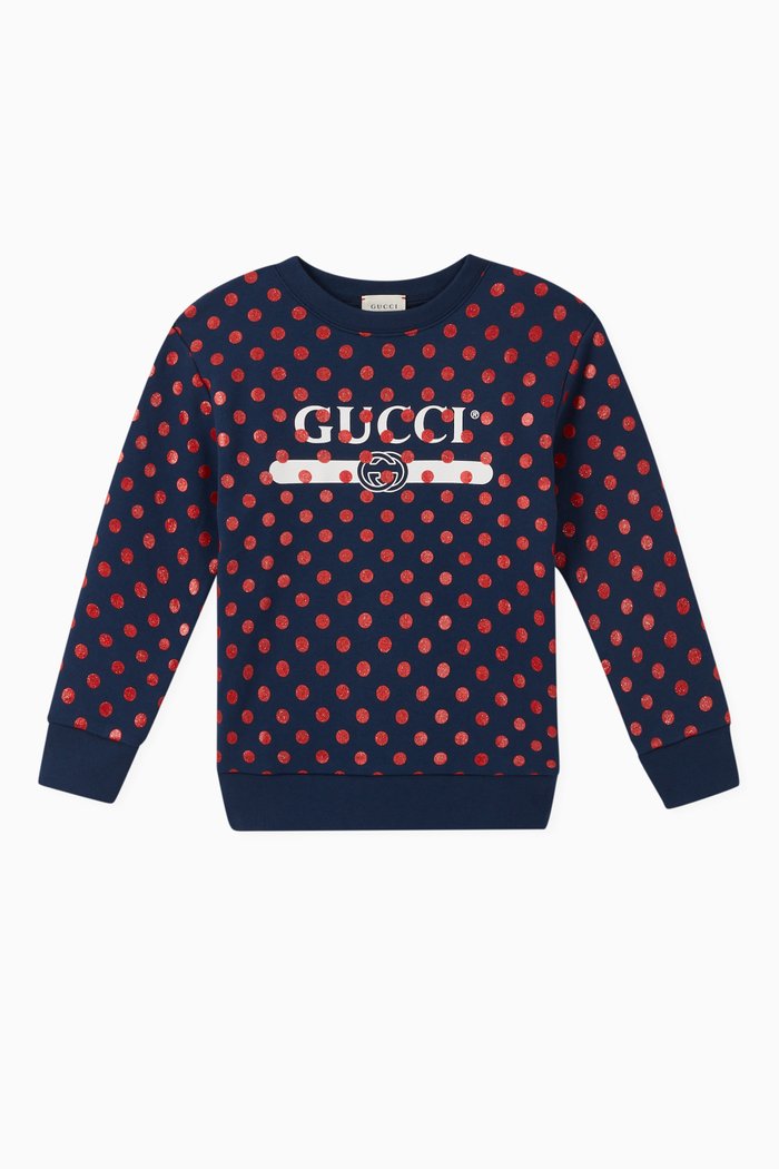 Gucci Polka Dot Print Cotton Sweatshirt, Blue