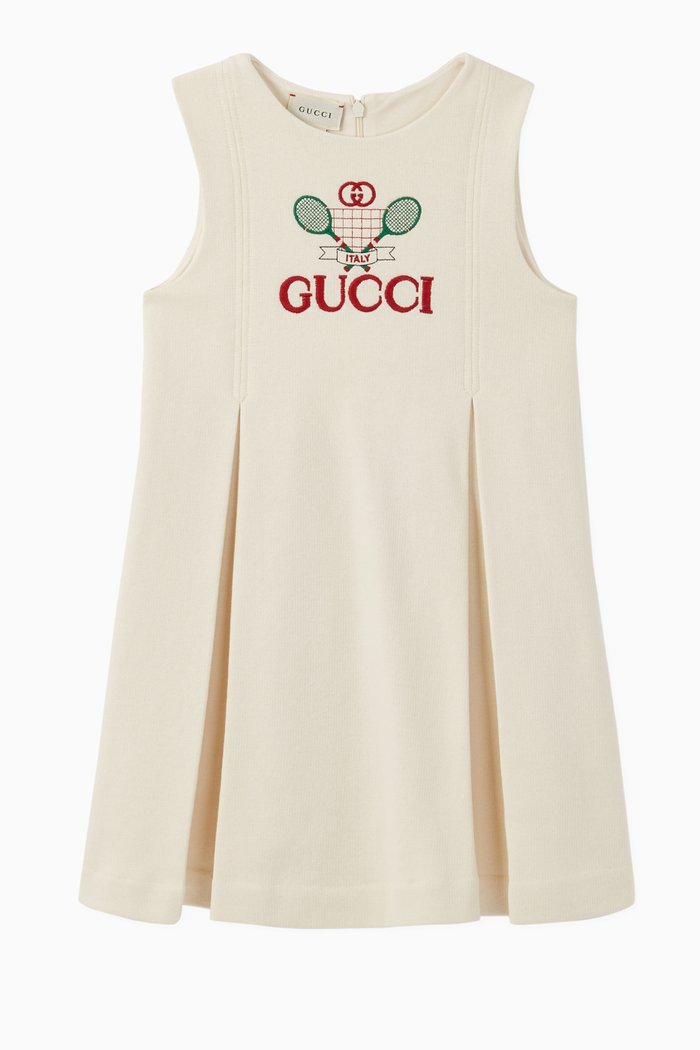 

Gucci Tennis Embroidered Dress, White
