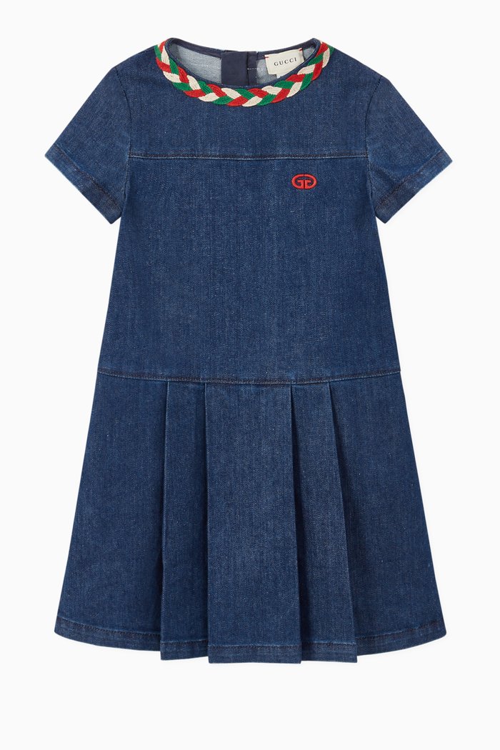 

Logo Embroidered Denim Dress, Blue