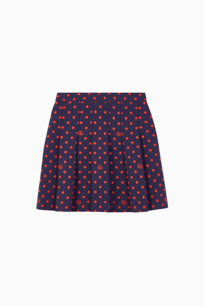 

Double G Polka Dot Cotton Skirt, Blue