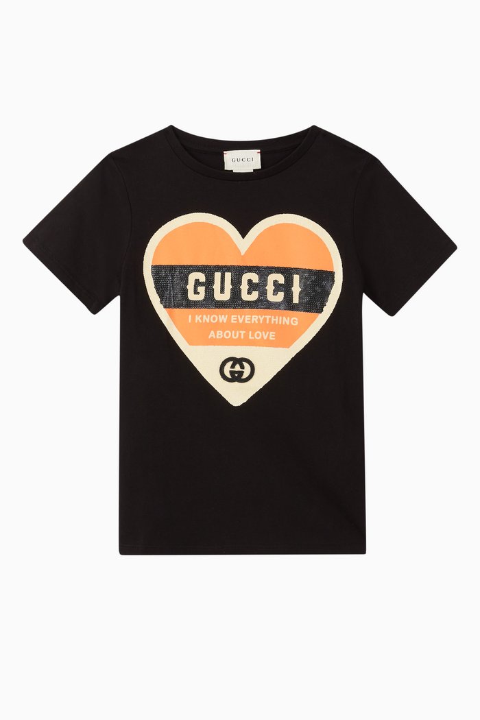 

Heart Print Jersey T-Shirt, Black