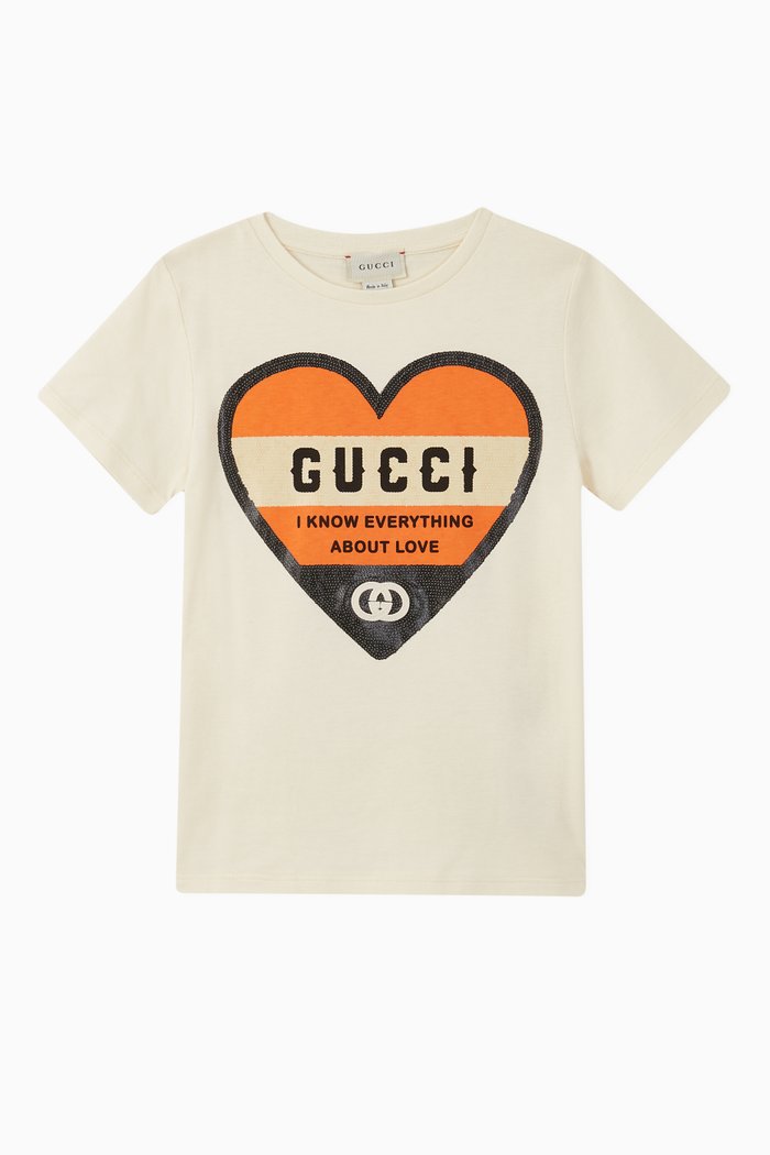 

Heart Print Jersey T-Shirt, White