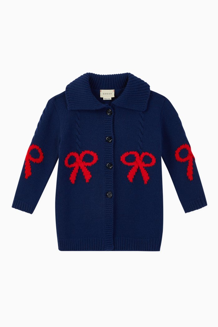 

Bow Wool Jacquard Coat, Blue