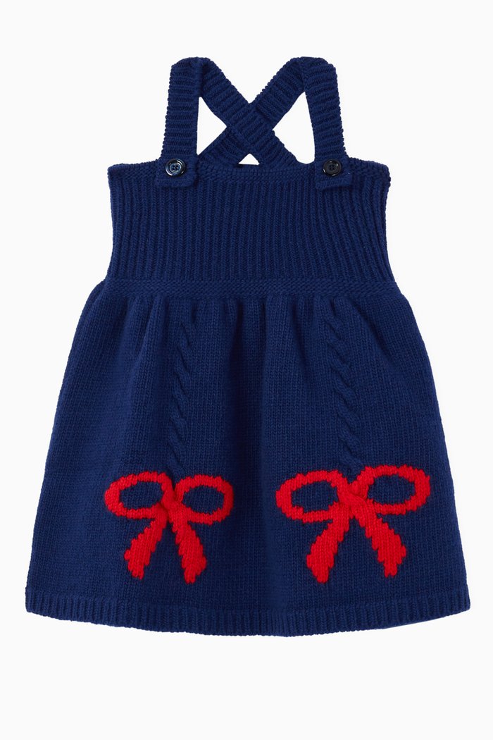

Wool Bow Jacquard Dress, Blue